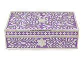 Bone Inlay Box Floral Design Purple 2